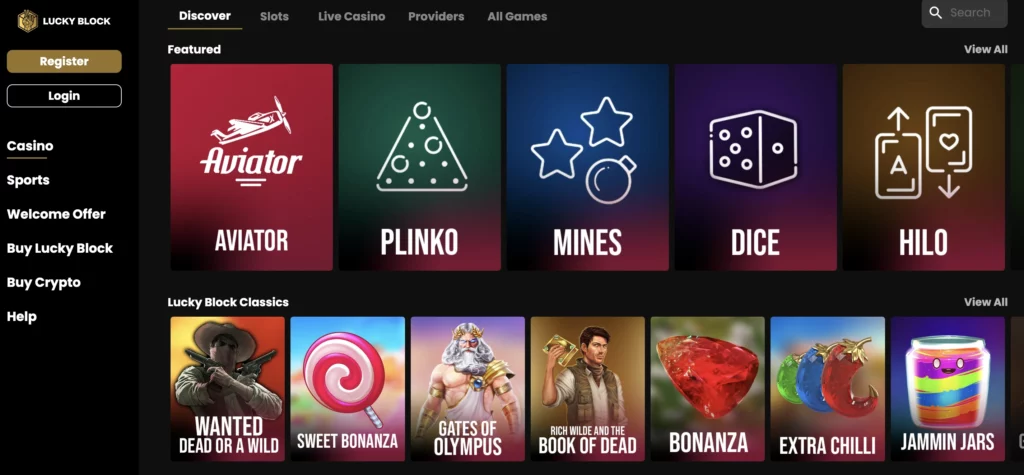 Lucky Block crypto casino app